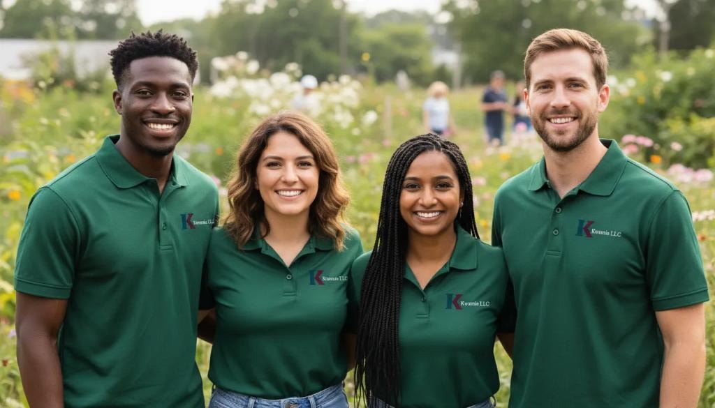 The Kwamie LLC team in Kwamie LLC shirts